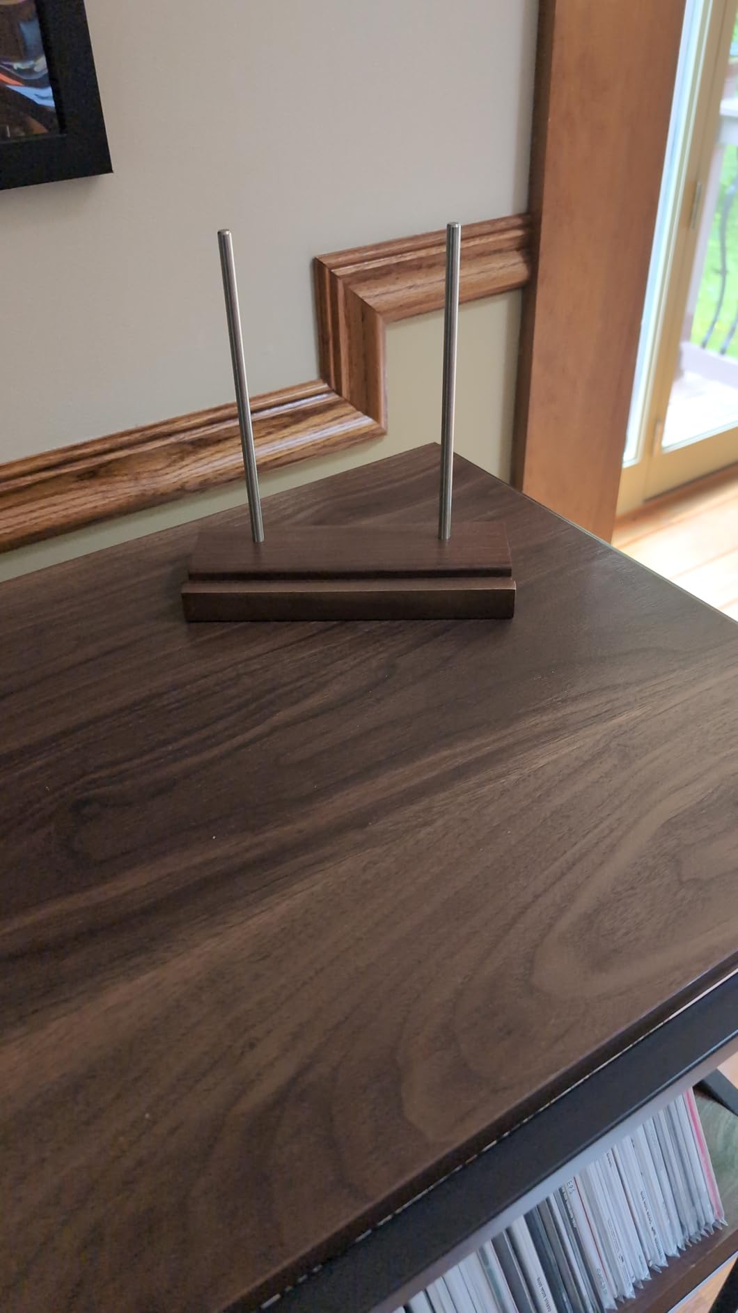 Optage Audio Extended Vinyl Record Storage, 100-150 LP, Solid Walnut Base - Holds 100-150 LPs, five 7mm precision-machined steel supports, 4 adjustable sections, 3-yr warranty customer photo 1