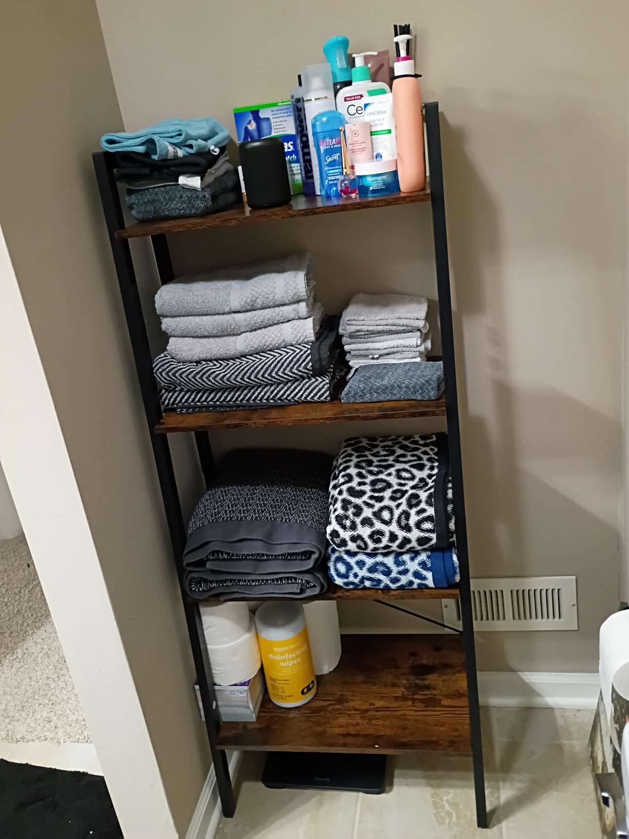 VASAGLE Bookshelf, 5-Tier Narrow Bookcase, Ladder Shelf | For Home Office, Living Room, Bedroom, Kitchen, Rustic Brown and Matte Black, BARNET Collection ULLS067B01 customer photo 2