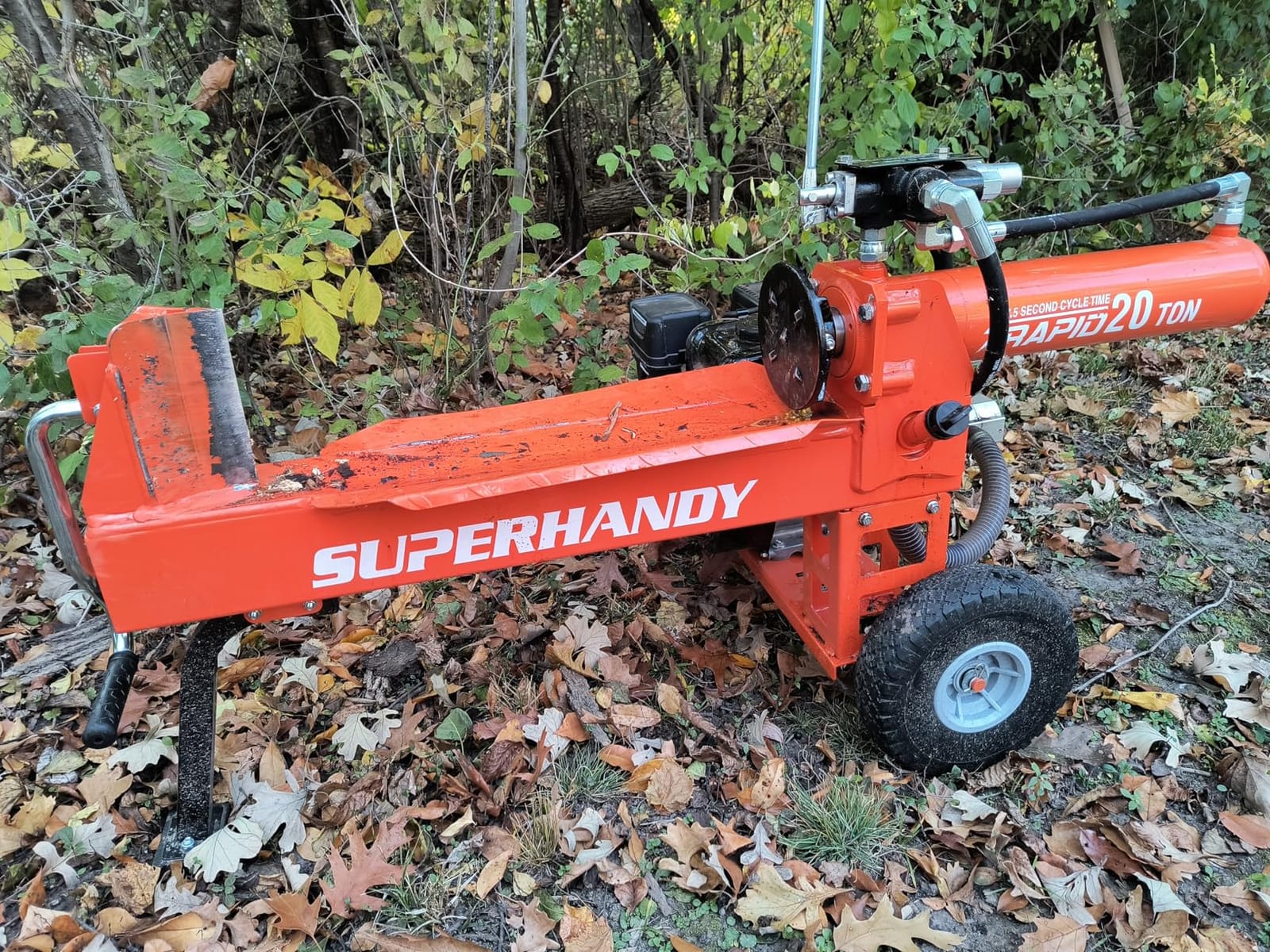 SuperHandy Log Splitter Portable 20 Ton Rapid Auto Return Ram System Bucher Gear Pump 7HP Engine Horizontal Full Beam Steel Wedge Firewood Splitting Forestry Harvesting customer photo 1