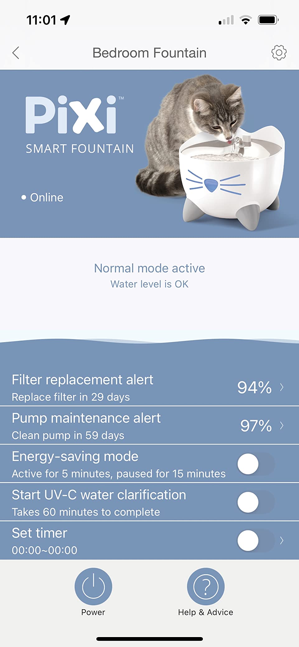 Catit PIXI Smart Water Fountain, White with UV-C Clarifier Light and App Support customer photo 2