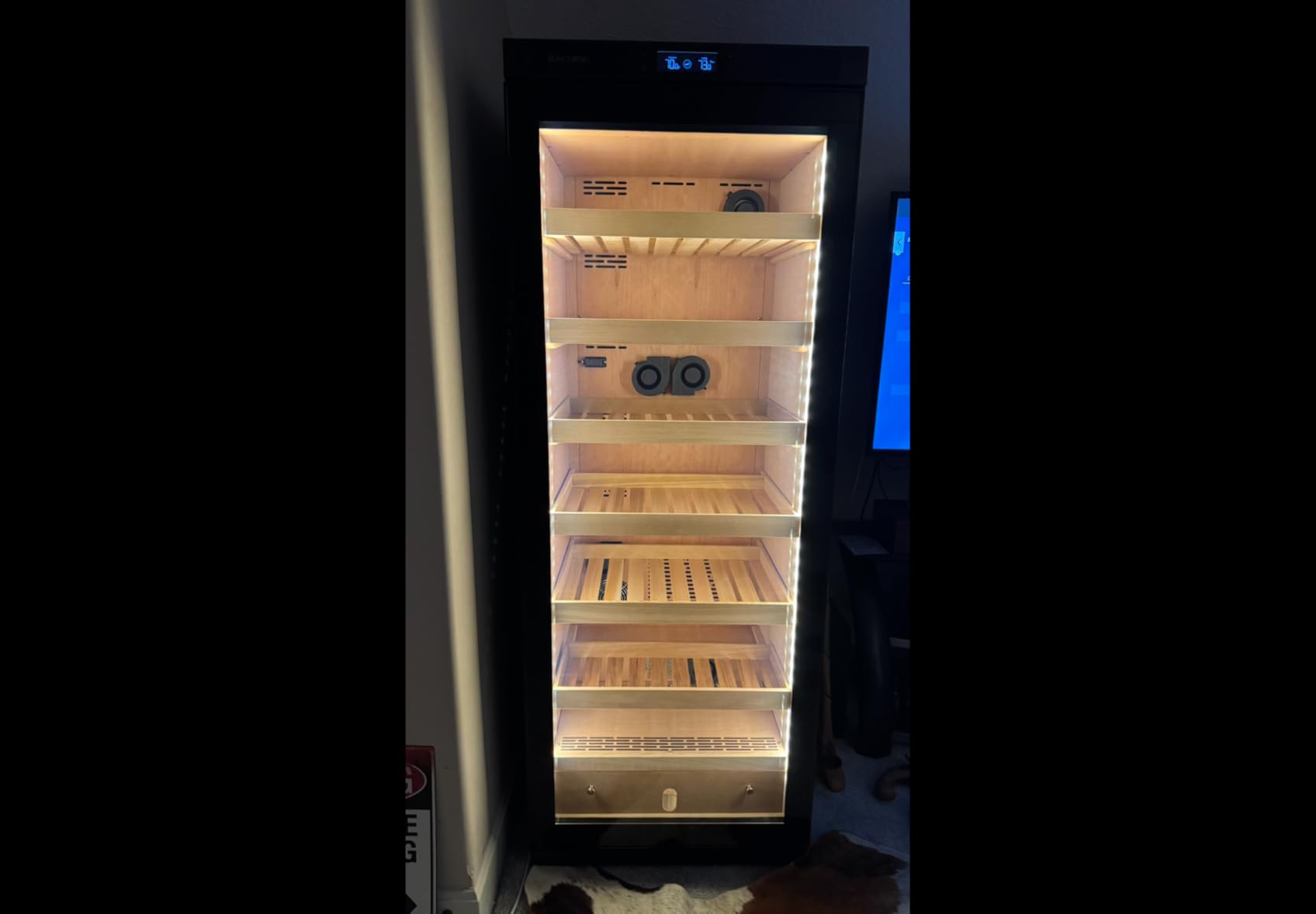 Cigar Climate Control Cabinet, Raching 230L Cigar Humidor Cabinet Wood Frame Cabinet with Constant Temperature and Humidity System, 5 Premium Canada Cedar Trays - Piano Paint Black customer photo 2