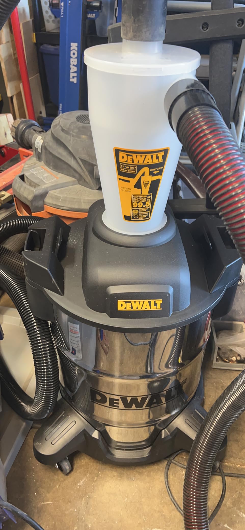 DEWALT 10 Gallon Cyclone Dust Separator for Wet/Dry Shop Vacuums,DXVCS003 customer photo 2