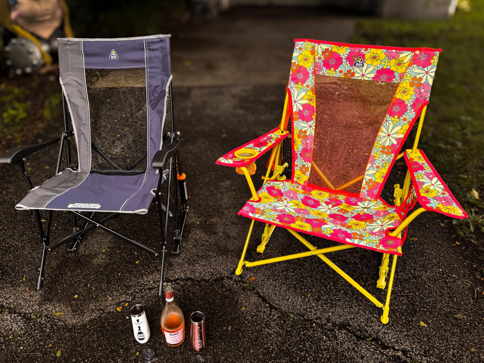 GCI Outdoor Comfort Pro Rocker Camping Chair | Portable Folding Rocking Chair with Durable Armrests & Drink Holder - Indigo Blue customer photo 1