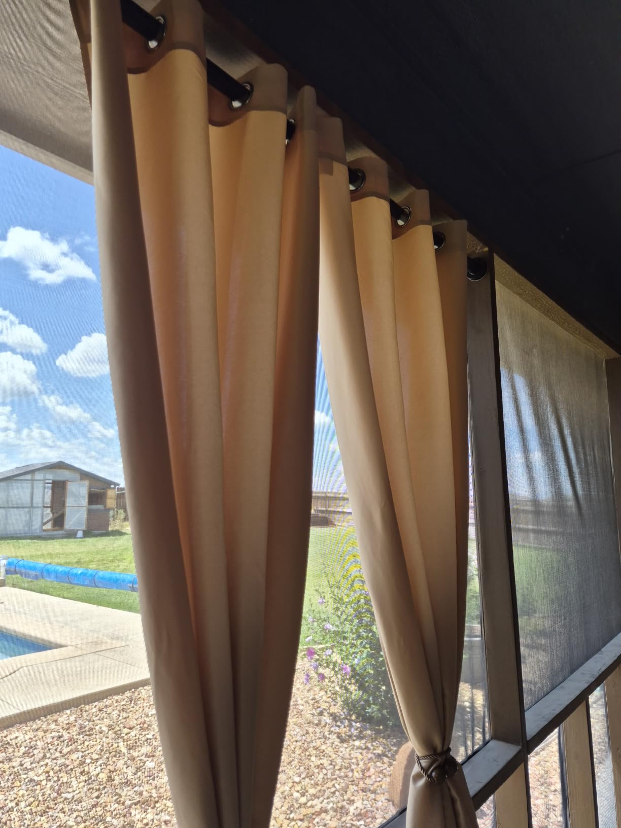 PureFit Outdoor Curtains for Patio Waterproof Weatherproof Outside Curtains | UV Resistant Porch, Pergola, Balcony, Gazebo Curtains Sun Filtering Privacy Blinds, 52W x 84L inch, 1 Panel, Beige customer photo 1