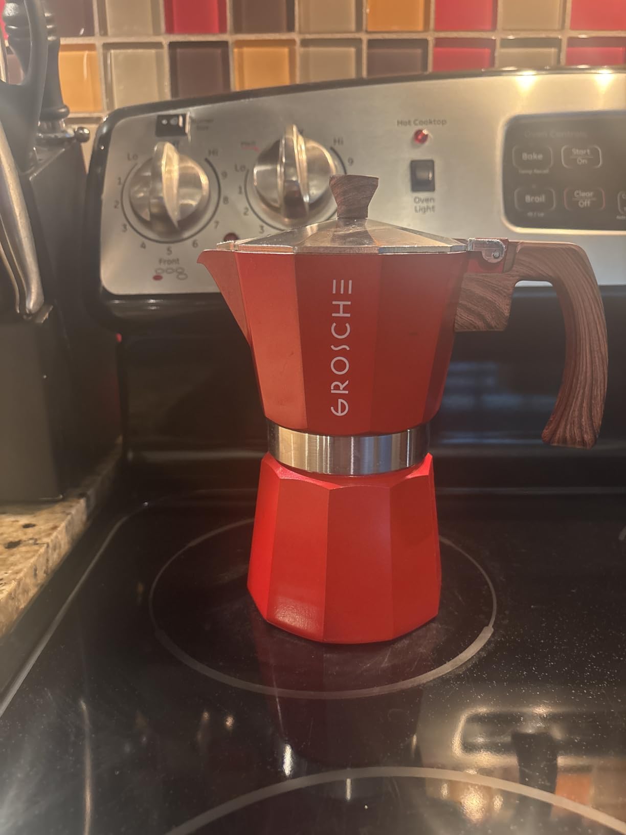 GROSCHE Milano Stovetop Espresso Maker Moka Pot 6 espresso Cup, 9.3 oz Blue | Cuban Coffee Maker and Italian Moka Pot for Stovetop Espresso; For Gas, Electric, and Propane Stoves With a Soft-Touch Handle customer photo 1
