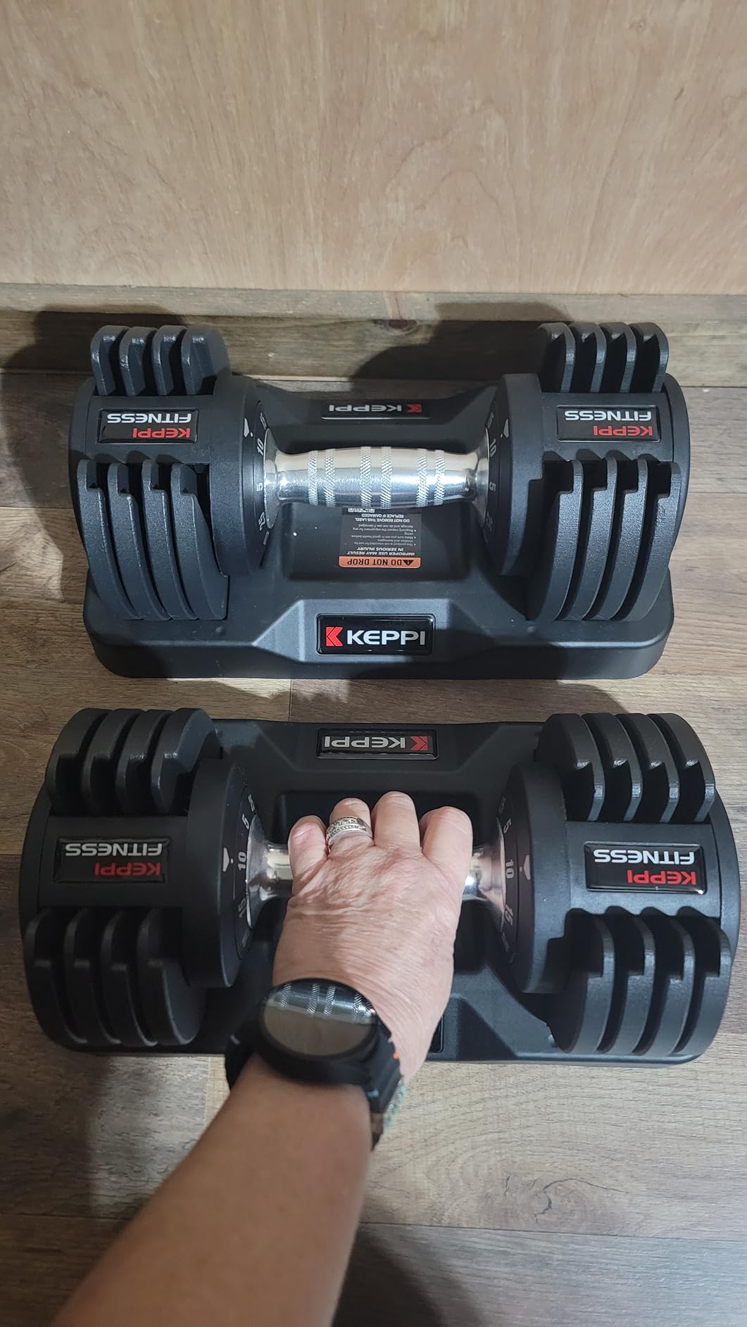 Keppi Adjustable Dumbbells Set-25lb/40lb/55lb/60lb, Anti-Slip Metal Fast Adjust Weight Handle, Exercise & Fitness for Full Body Workout - Adjustable Dumbbell Series customer photo 1