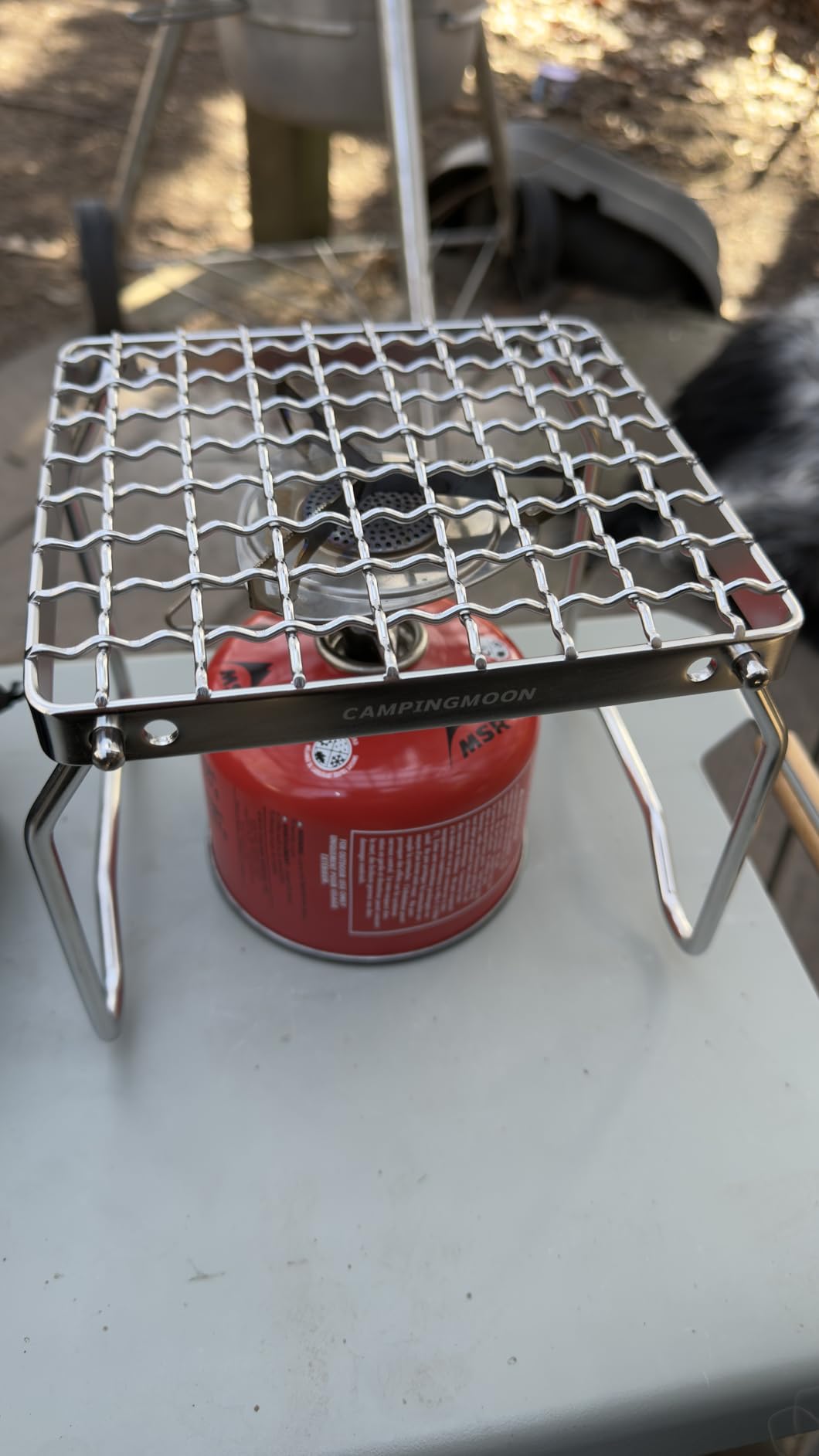 CAMPINGMOON Portable Folding Camping Campfire Grill over Fire Split Stoves 304 Stainless Steel (Grid wire MS-1011) customer photo 2