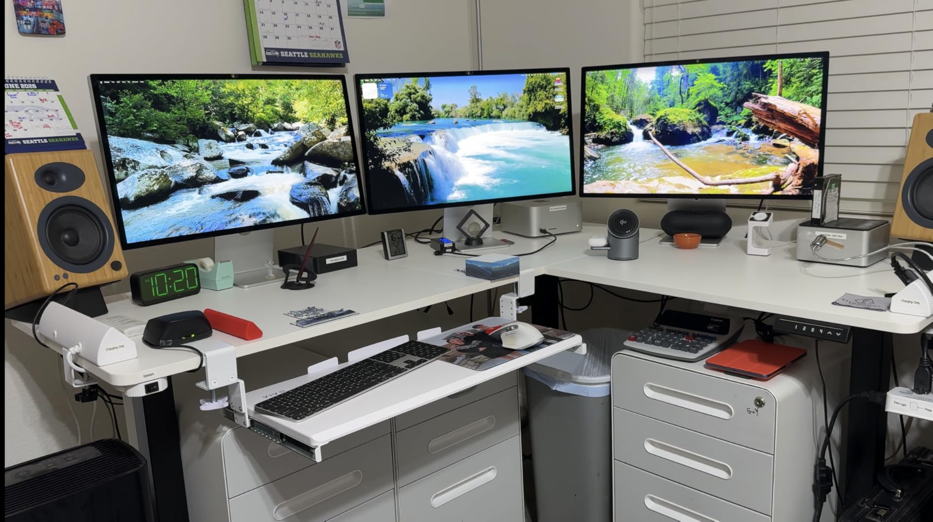 VIVO Black 63 x 55 in Corner Standing Desk, DESK-E3CTB | Electric, Holds 225 lbs, Reversible L-Shaped Table, Sit Stand, Height Adjustable, Memory Presets, Black Frame customer photo 2