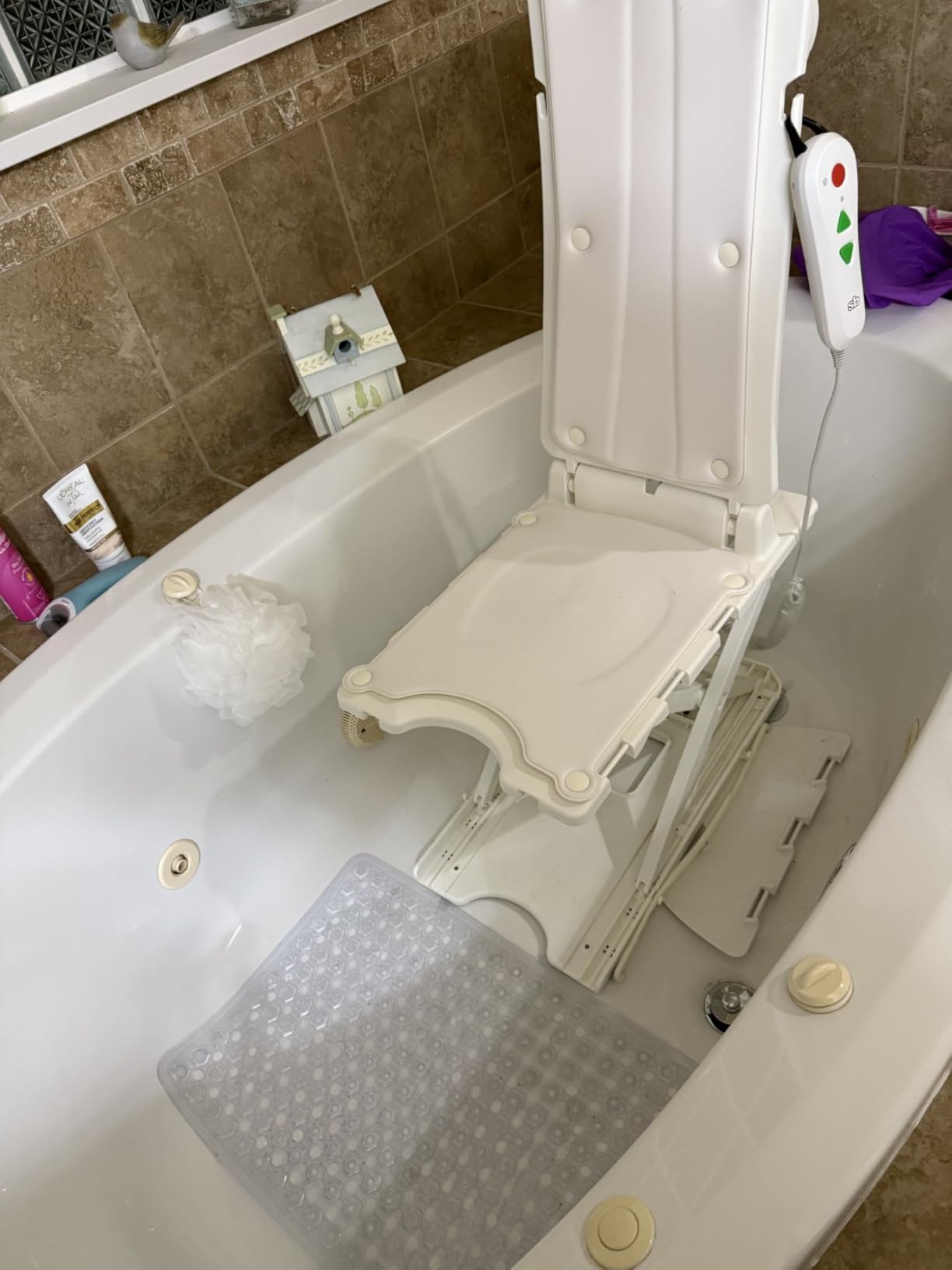 BathLyft (& Floor Lift) | 1 Year Warranty | Floor Lift & Chair Lift | Lightweight, Battery-Operated w Remote | Reclining 53° Support | for Seniors & Disabled | FSA HSA Eligible (Blue) customer photo 2