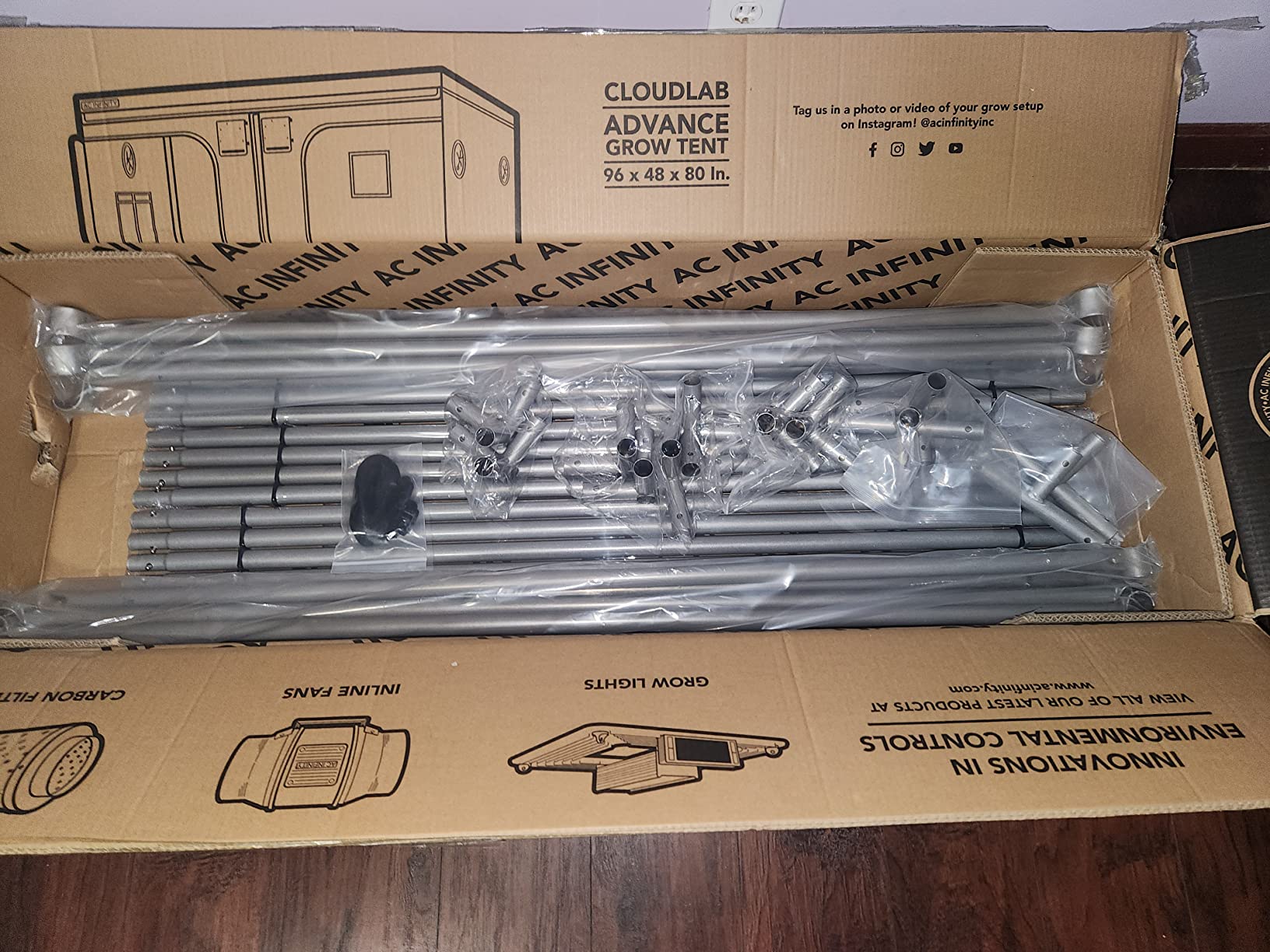 AC Infinity CLOUDLAB 899, Advance Grow Tent 8x8, Thickest Poles & Mylar, 2000D Mylar Canvas, 1