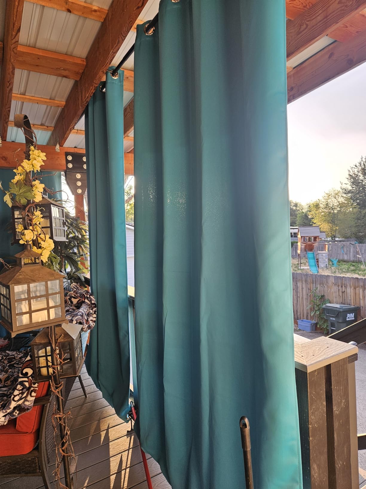 NICETOWN Weighted Outdoor Curtains for Patio Waterproof W52xL84 in 2 Panels | Windproof Drapes Top & Bottom Grommets, Weatherproof Thermal Insulated Blinds for Yard/Porch, Biscotti Beige customer photo 2