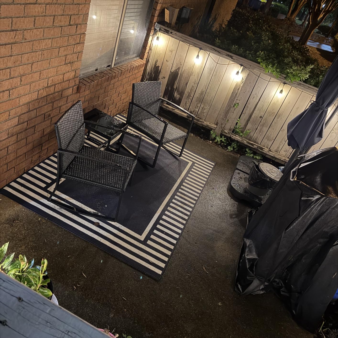 Qsun 3 Pieces Patio Furniture Set Rocking Bistro Set Outdoor Rattan Conversation with Coffee Table for Garden Balcony Backyard Poolside (Grey Cushion) customer photo 1