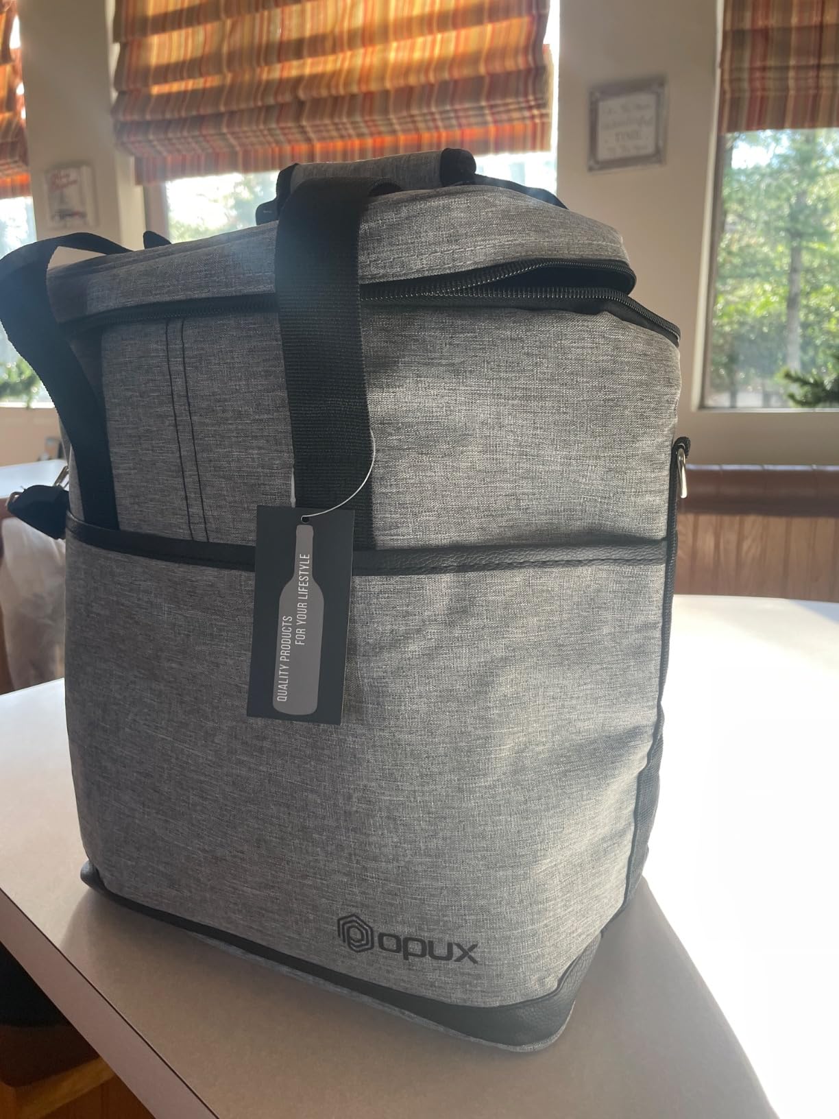 opux Insulated Wine Cooler Bag, Leakproof 6 Bottle Tote Carrier, Charcoal | Six, Travel Picnic BYOB, Leakproof Padded Portable, Protection, Wine Lovers Gift Women Men Christmas, Shoulder Strap customer photo 1
