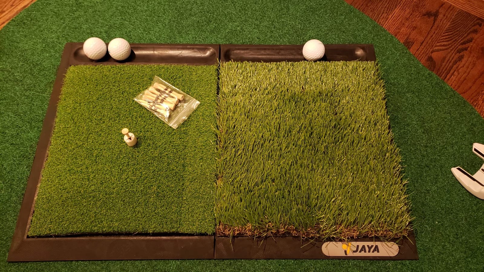 JAYA Golf Hitting Mat with Heavy Rubber Base, Foldable Golf Practice Mat for Indoor & Outdoor Training, Dual Turf Fairway & Rough Grass Mat for Swing, Chipping and Driving Practice customer photo 2