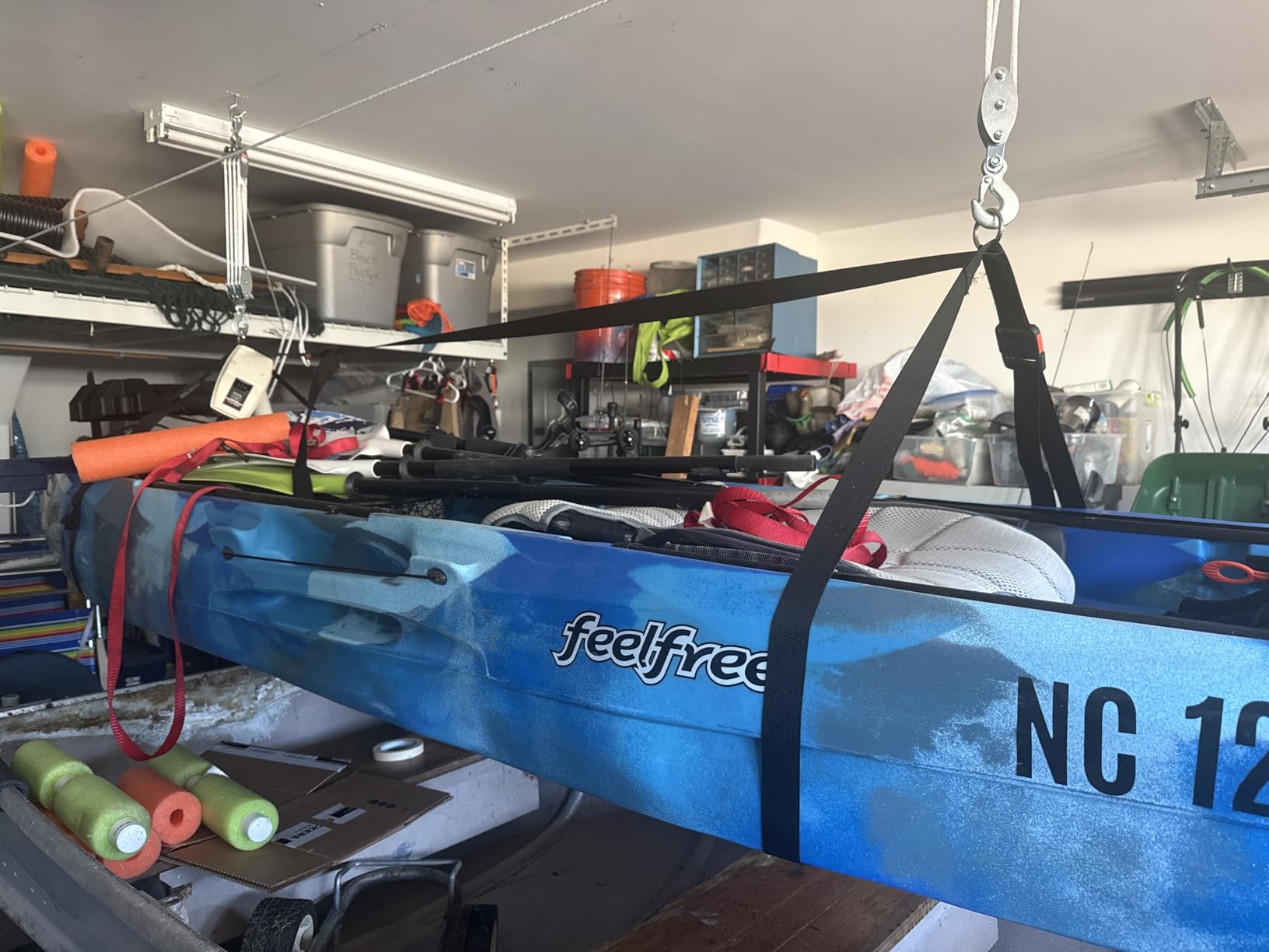 Tie Boss Kayak Hanger, Kayak Hoist & Overhead Garage Ceiling Storage System customer photo 2