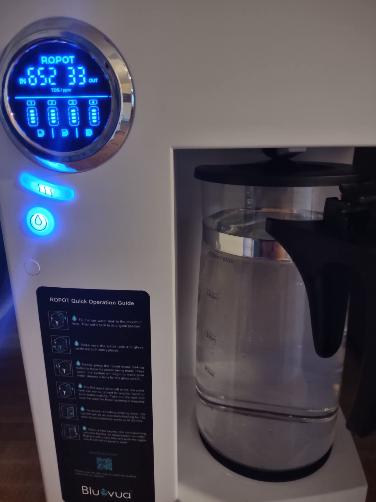 Bluevua RO100ROPOT Countertop Reverse Osmosis Water Filter System | Portable RO Filtration with Remineralization, No Installation, WQA & NSF Certified customer photo 2