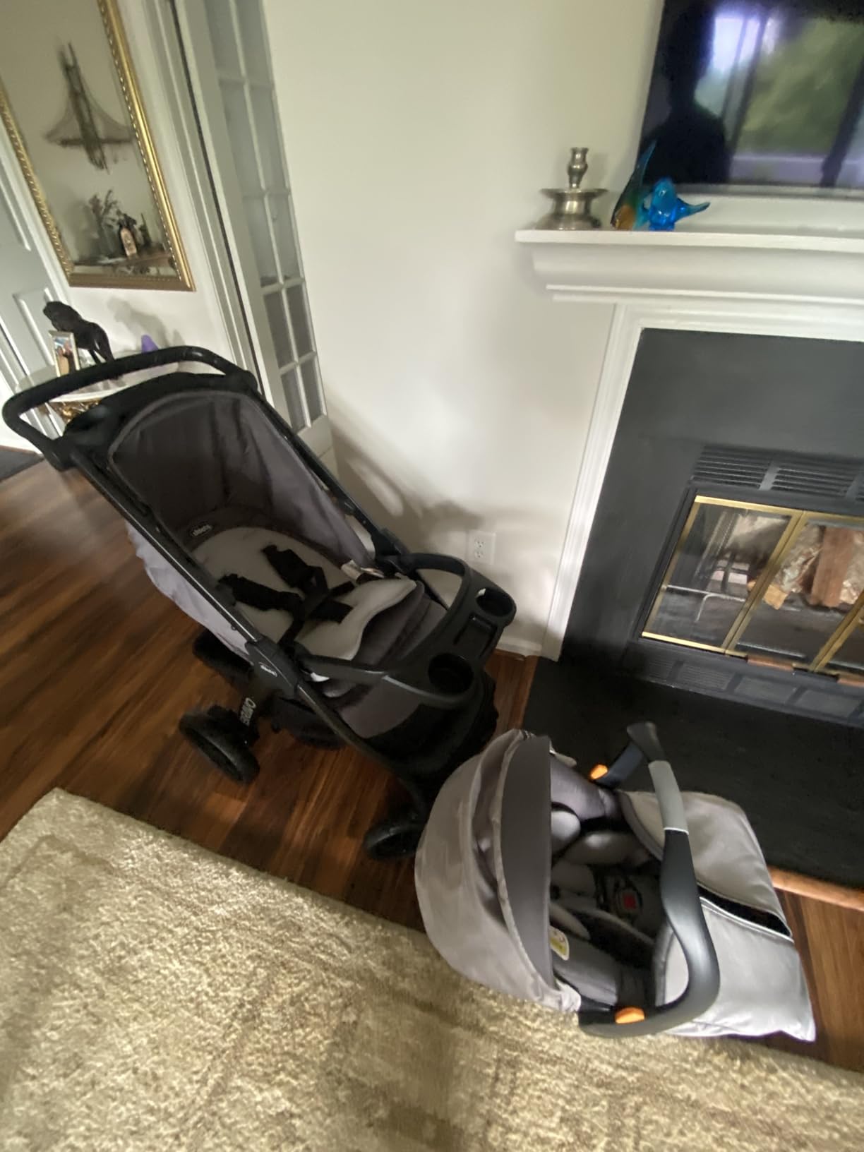 Chicco Bravo LE Stroller with Car Seat Compatibility, One-Hand Compact Fold | Lightweight stroller, Pewter, UPF 50+ canopy, GREENGUARD Gold, removable seat, 5-point harness, all-wheel suspension customer photo 1