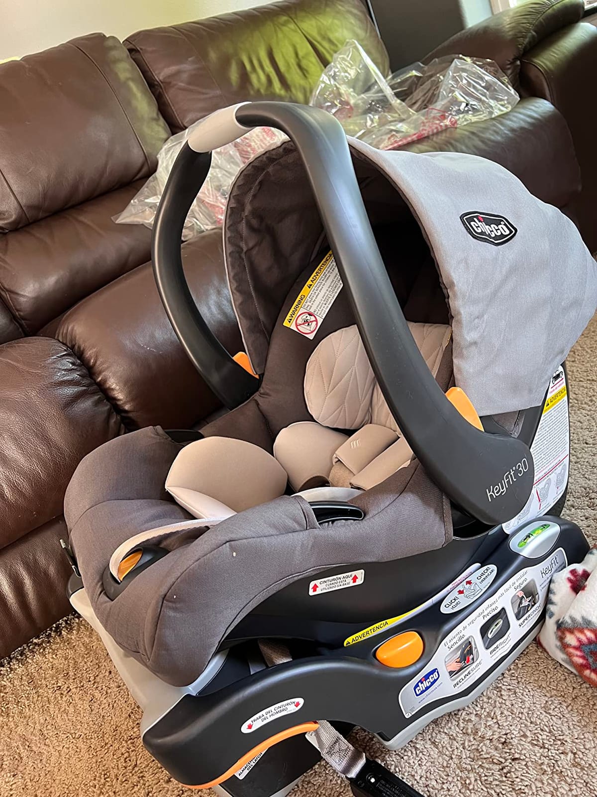 Chicco KeyFit 30 ClearTex Infant Car Seat and Base, Rear-Facing Seat for Infants 4-30 lbs., Includes Infant Head and Body Support, Compatible with Chicco Strollers, Baby Travel Gear, Pewter/Grey customer photo 1