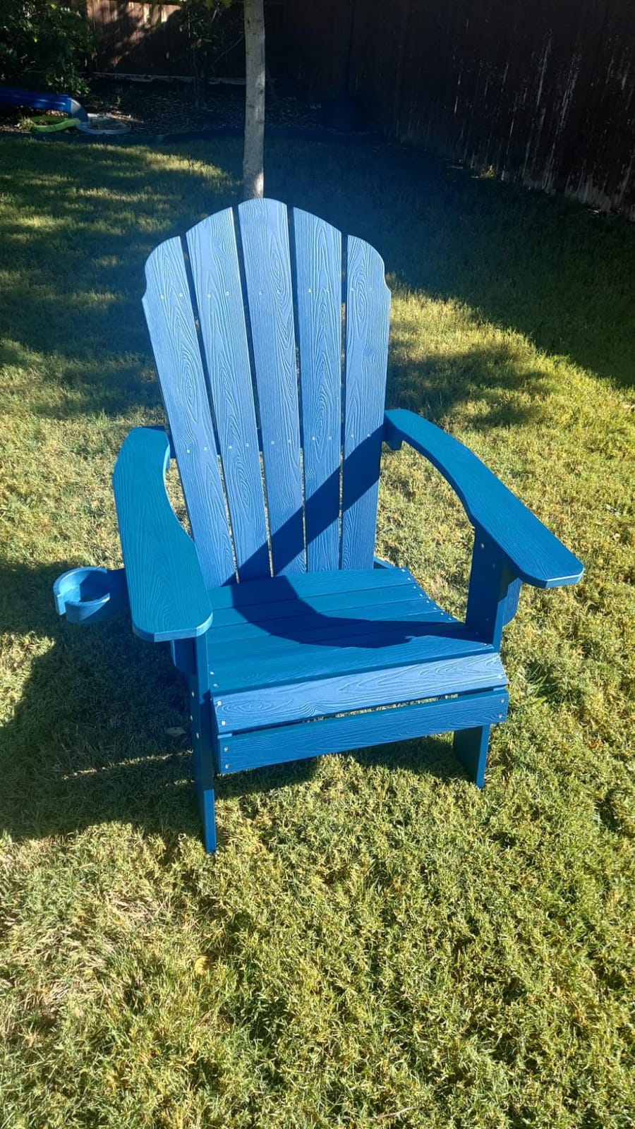 YEFU Oversized Adirondack Chair with Cup-Holder- Teak | Heavy Duty Poly Lumber Outdoor Fire Pit Chair, Weather Resistant, Plastic Chair for Patio, Lawn, Deck, Weight Capacity 450lbs customer photo 1