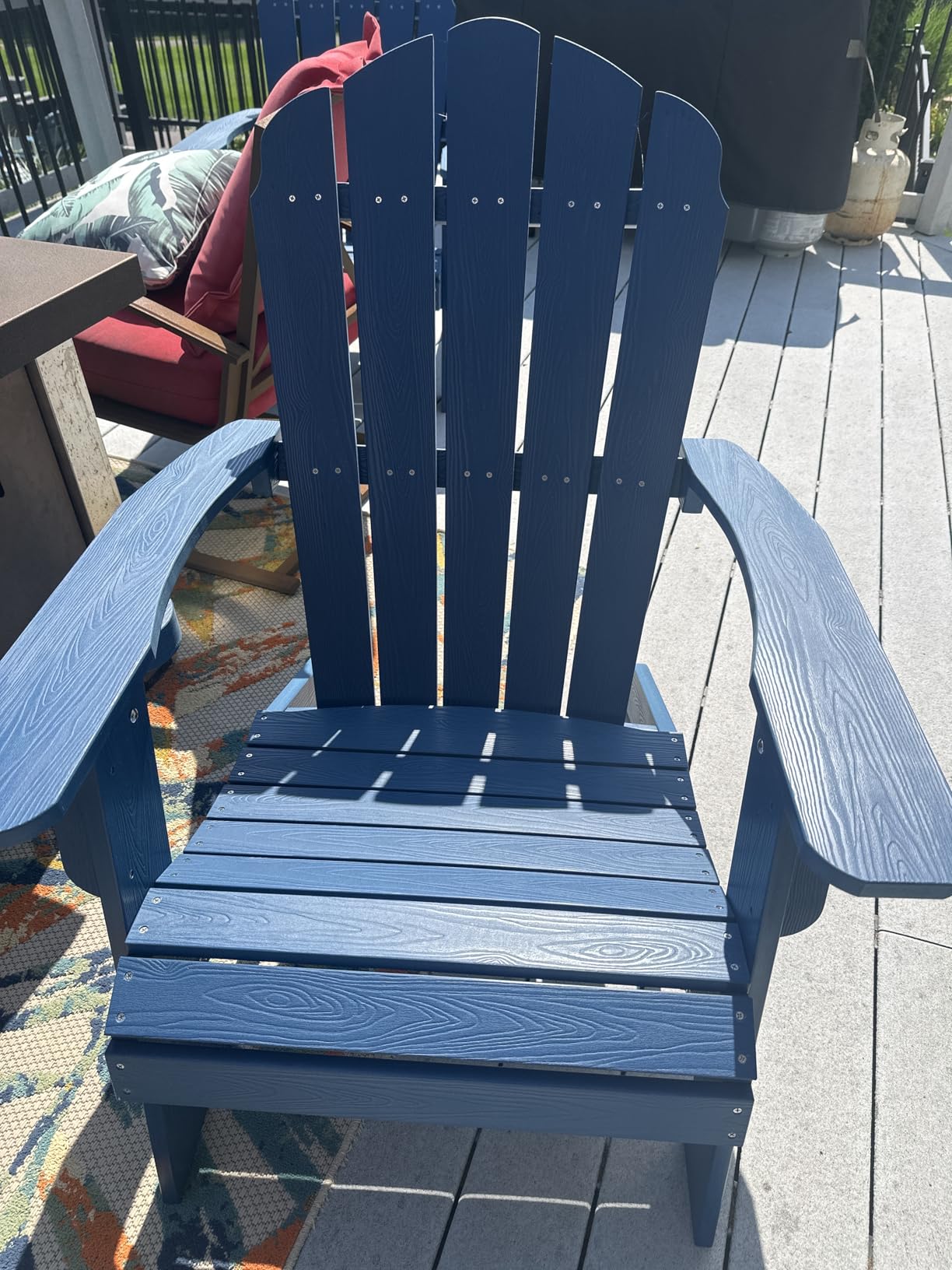 YEFU Oversized Adirondack Chair with Cup-Holder- Teak | Heavy Duty Poly Lumber Outdoor Fire Pit Chair, Weather Resistant, Plastic Chair for Patio, Lawn, Deck, Weight Capacity 450lbs customer photo 2
