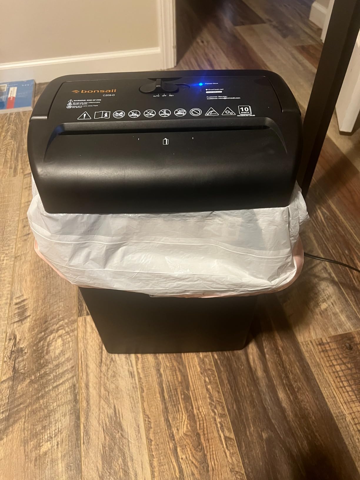Bonsaii 10-Sheet Heavy Duty Cross Cut Paper Shredder for Home Office | 5.5-Gal Bin with Transparent Window, Shreds Credit Cards, Staples & Paper Clips, Suitable for Home Office Use, C209-D customer photo 1