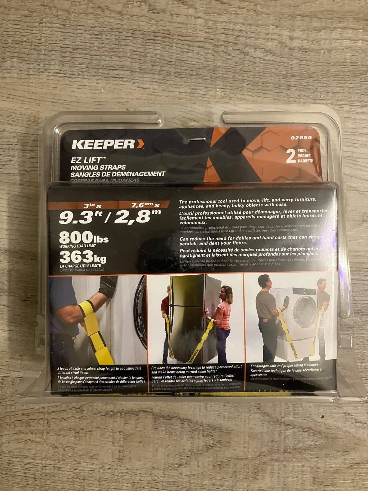 KEEPER Two Person Adjustable Lifting and Moving Straps with 800 lb Capacity | Features 6 arm pockets with 9 length options for ergonomic safe lifting while helping protect walls, floors and furniture customer photo 2