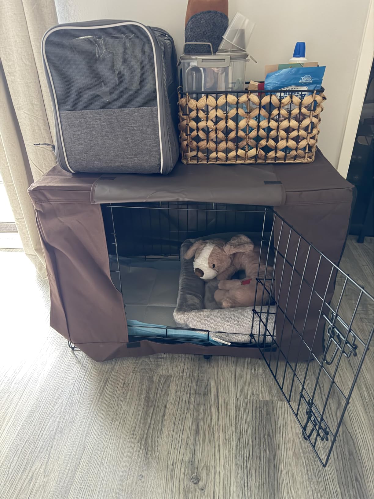 DONORO Dog Crates for Small Medium Size Dogs Indoor Double Door Dog Kennels & Houses for Puppy and Cats, Collapsible Metal Contour Dog Cages (Brown, 30.0