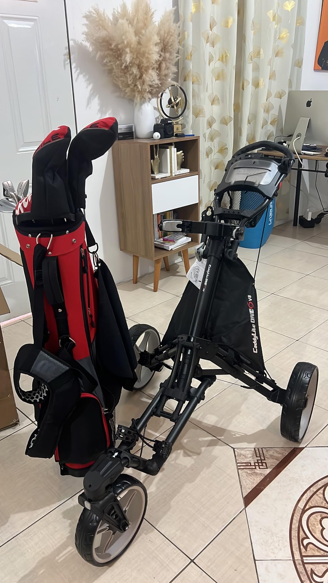 Caddytek CaddyLite ONE-Swivel V8 Golf Push Cart - Lightweight 3 Wheel Foldable Cart with One-Click Folding, 360 Degree Swivel Front Wheel, Adjustable Handle, Cooler Basket, Umbrella & Drink Holder customer photo 1