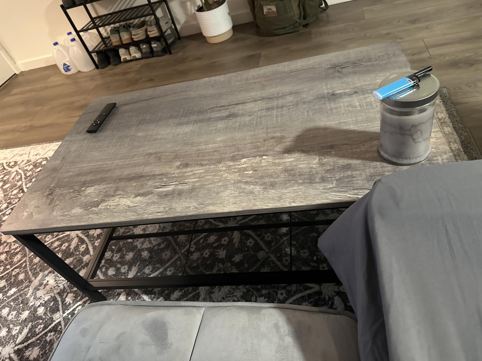 AWQM Coffee Table Industrial Coffee Table with 2 Square End Side Tables, Modern Living Room Table Set with Metal Frame for Apartment Home Office, Rustic Brown Set001 customer photo 1