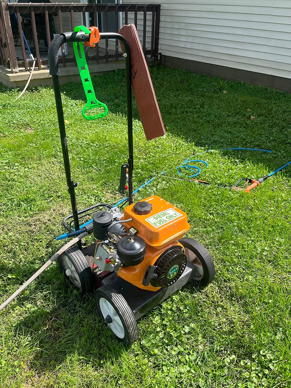 Go Kart Motor Engine, Diesel Engine, 196CC 4 Stroke Single Cylinder Air Cooling Diesel Engine Recoil Start System Diesel Motor for Go Cart, Mini Bike, Chipper, Lawn Mower, Cement Mixer (Orange) customer photo 2