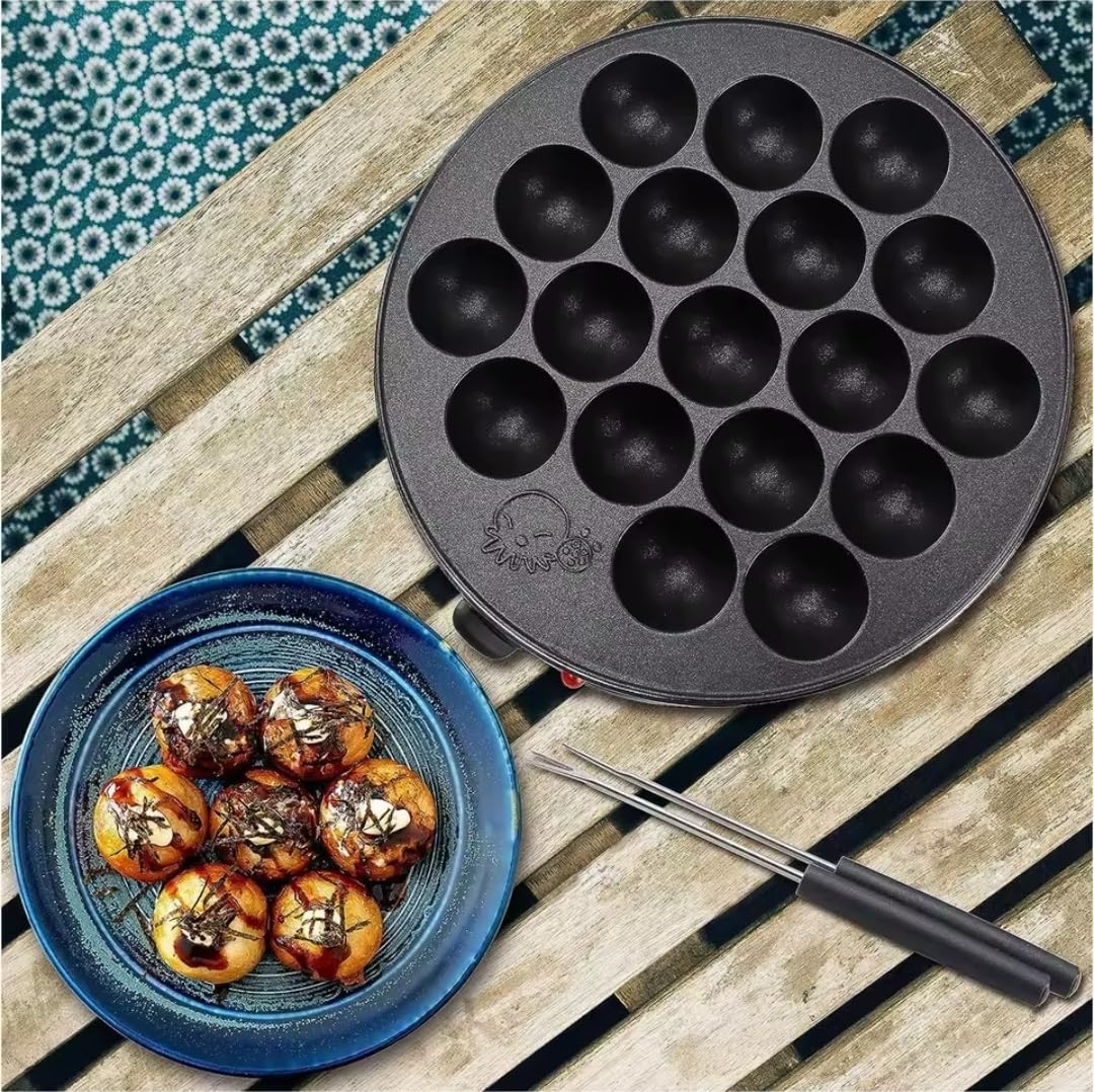 FineMade Takoyaki Maker Pan with Temperature Control, Tools and Recipes - Make 18 Japanese Octopus Balls at once customer photo 2