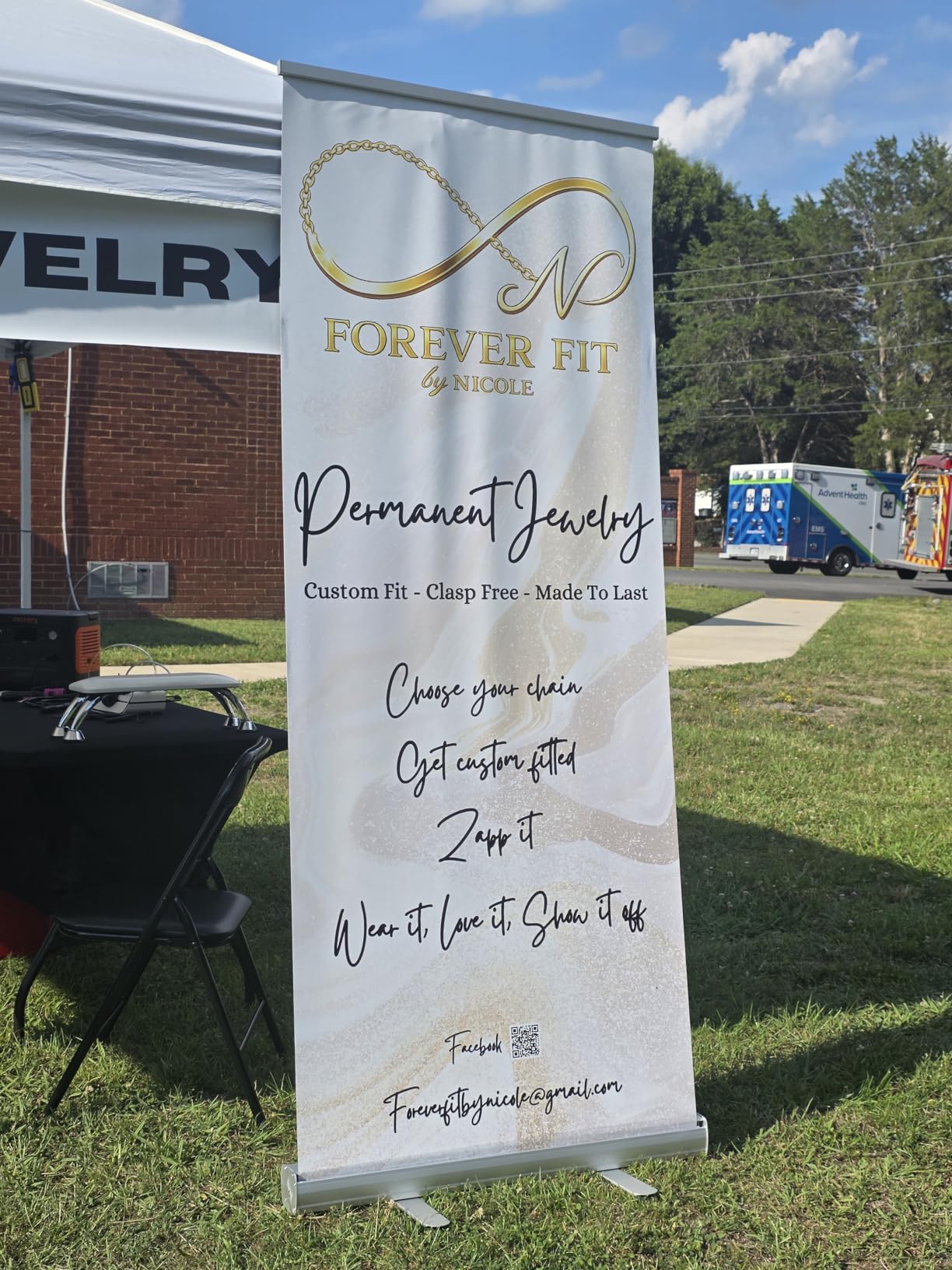 Custom Retractable Banner with Aluminum Silver Stand - 33 inch x 81 inch, Ready in 1 Day customer photo 2