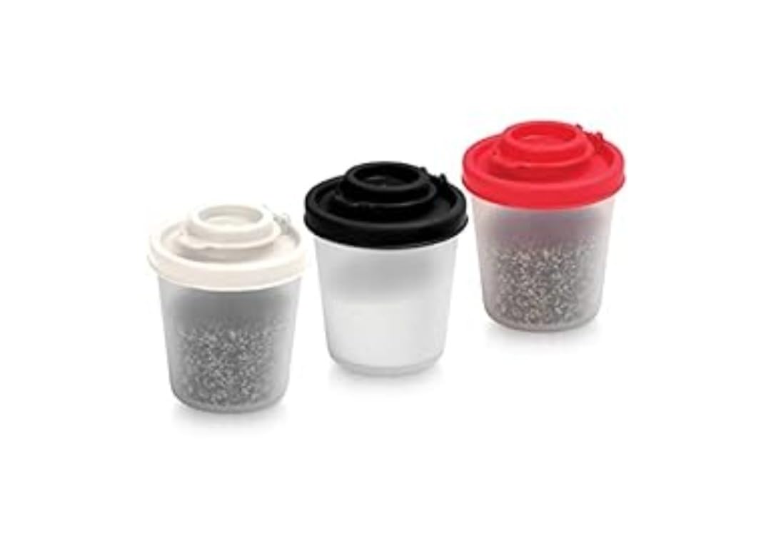 SIGNORAWARE Salt and Pepper Shakers Moisture Proof Mini Salt Shaker to go Camping Picnic Outdoors Kitchen Lunch Boxes Travel Spice Set Clear with colored lids Plastic Airtight Dispenser (Small,3 pack) customer photo 2