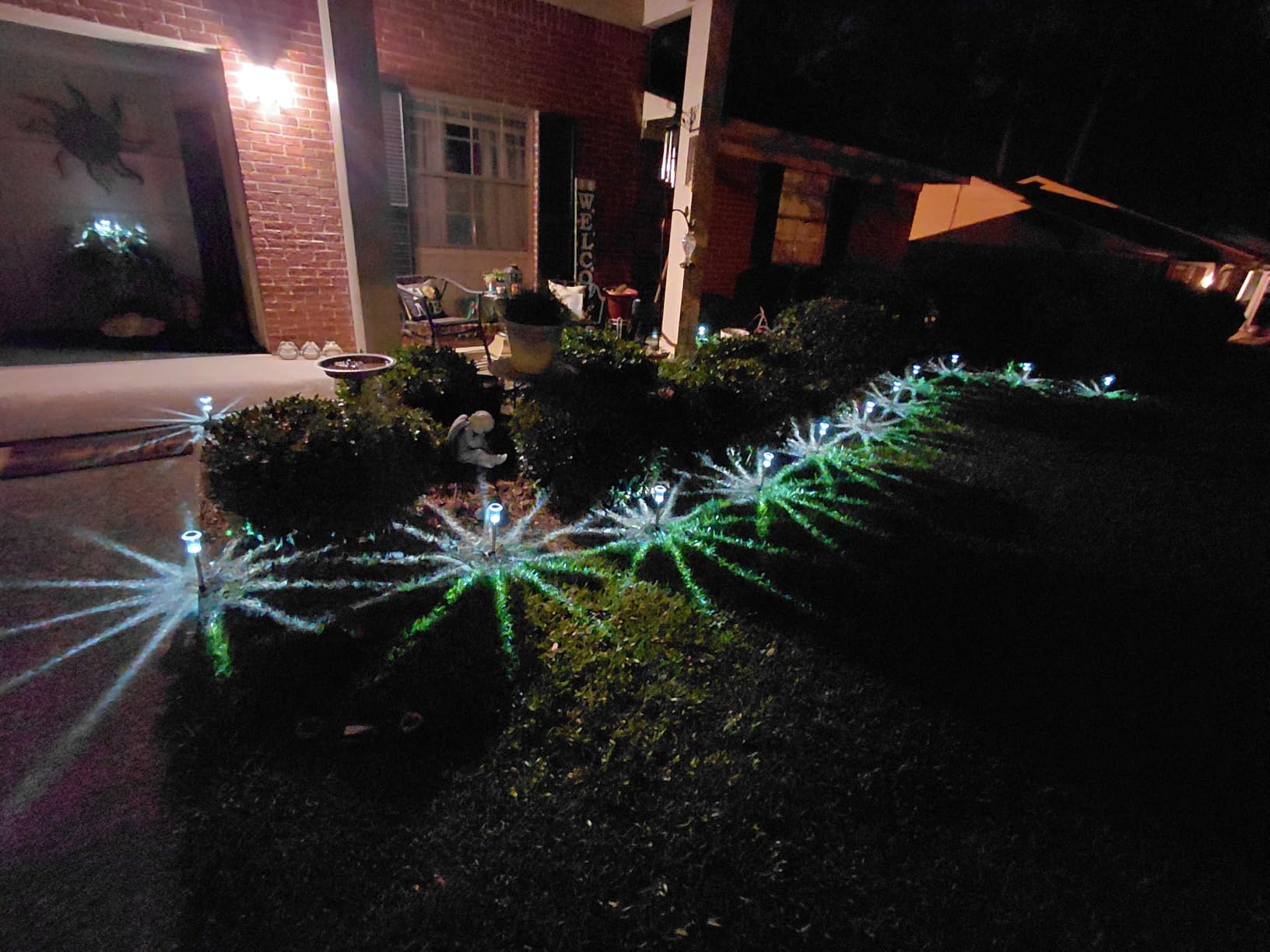 DenicMic Solar Lights Outdoor Waterproof 10 Pack Pathway Lights Cool White | Stake Lights for Yard Garden Driveway Walkway Outside Landscape Path Lights, Auto On/Off 6000K LED, Stainless Steel Pole customer photo 1