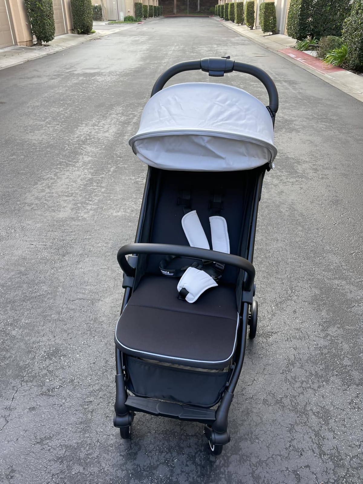 HONEY JOY Lightweight Baby Stroller, Compact Travel for Airplane, Fits Airplane Cabin & Overhead, One-Hand Gravity Fold, Self-Standing Toddler Stroller w/Adjustable Backrest/Canopy(Blue) customer photo 2