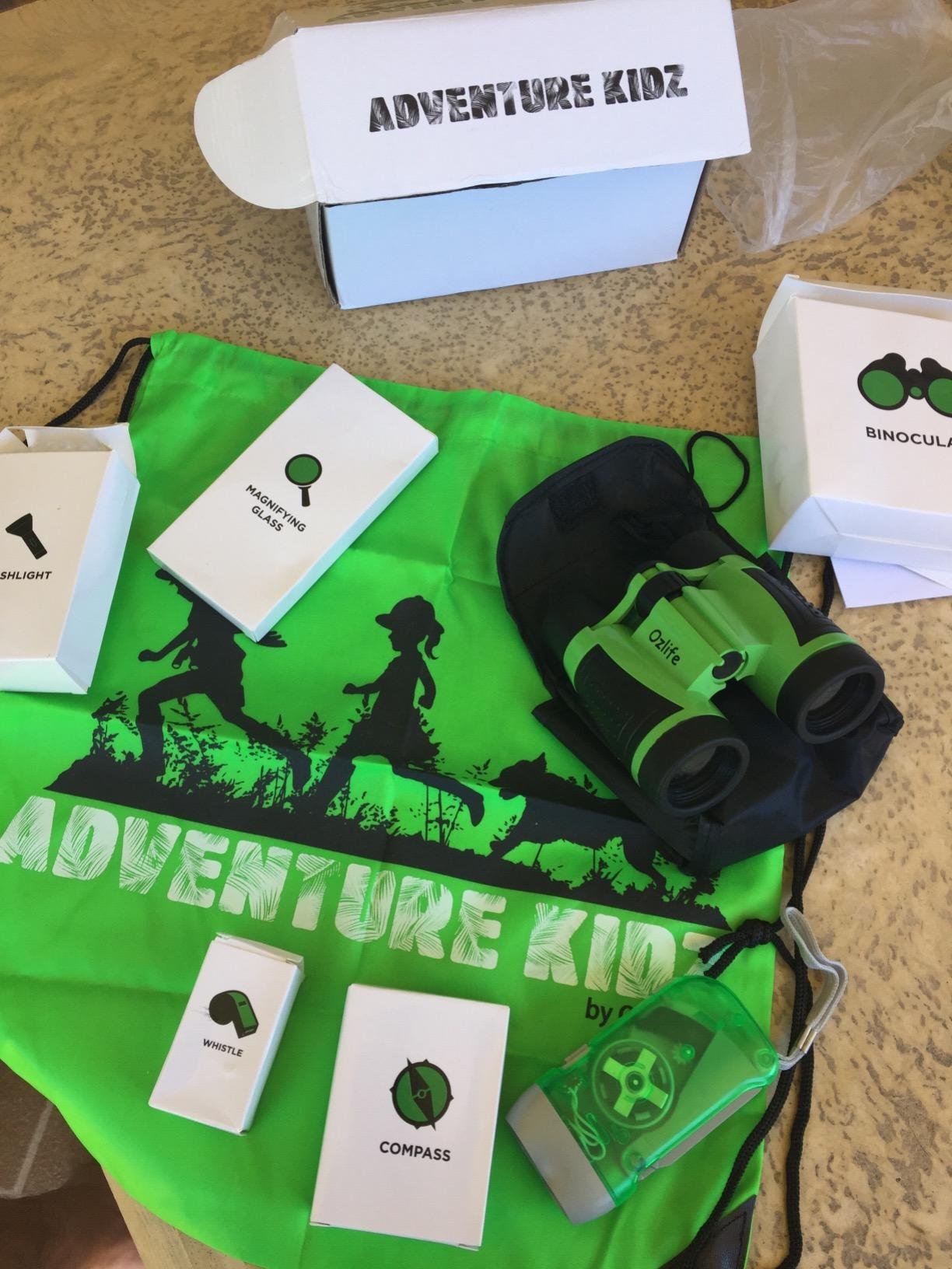 Adventure Kidz - Outdoor Exploration Kit, Children's Toy Binoculars, Torch, Compass, Whistle, Magnifying Glass, Backpack. Great Kids Gift Set for Camping, Hiking, Educational and Pretend Play. customer photo 2