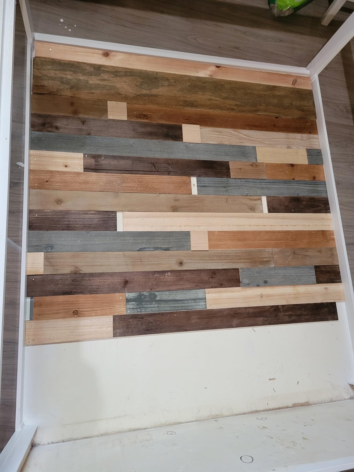 Nail Up Paneling Wood Wall Panels, Real Solid Planks DIY Easy Application, Rustic Reclaimed Barn Paneling for Accent Walls, Brown Gray Combinations, 10.5 sq. ft customer photo 2