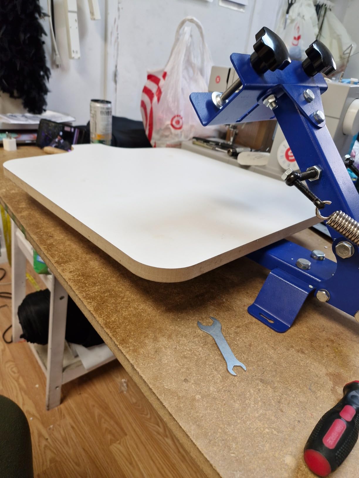 Screen Printing Table Press Kit Machine Silk Screening Pressing 1 Color 1 Station 22x18 inch for T-Shirt DIY Printing Removable Pallet customer photo 1