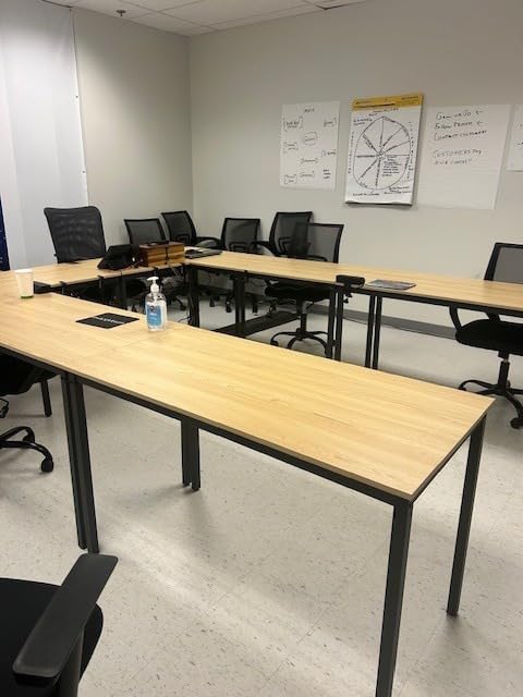 Bonzy Home Conference Tables 9ft Office Computer Desk for Meeting Room Study Writing Printer Podcast Table Save Space Design for 10 People Rustic Vintage Brown 4PCS 110.2