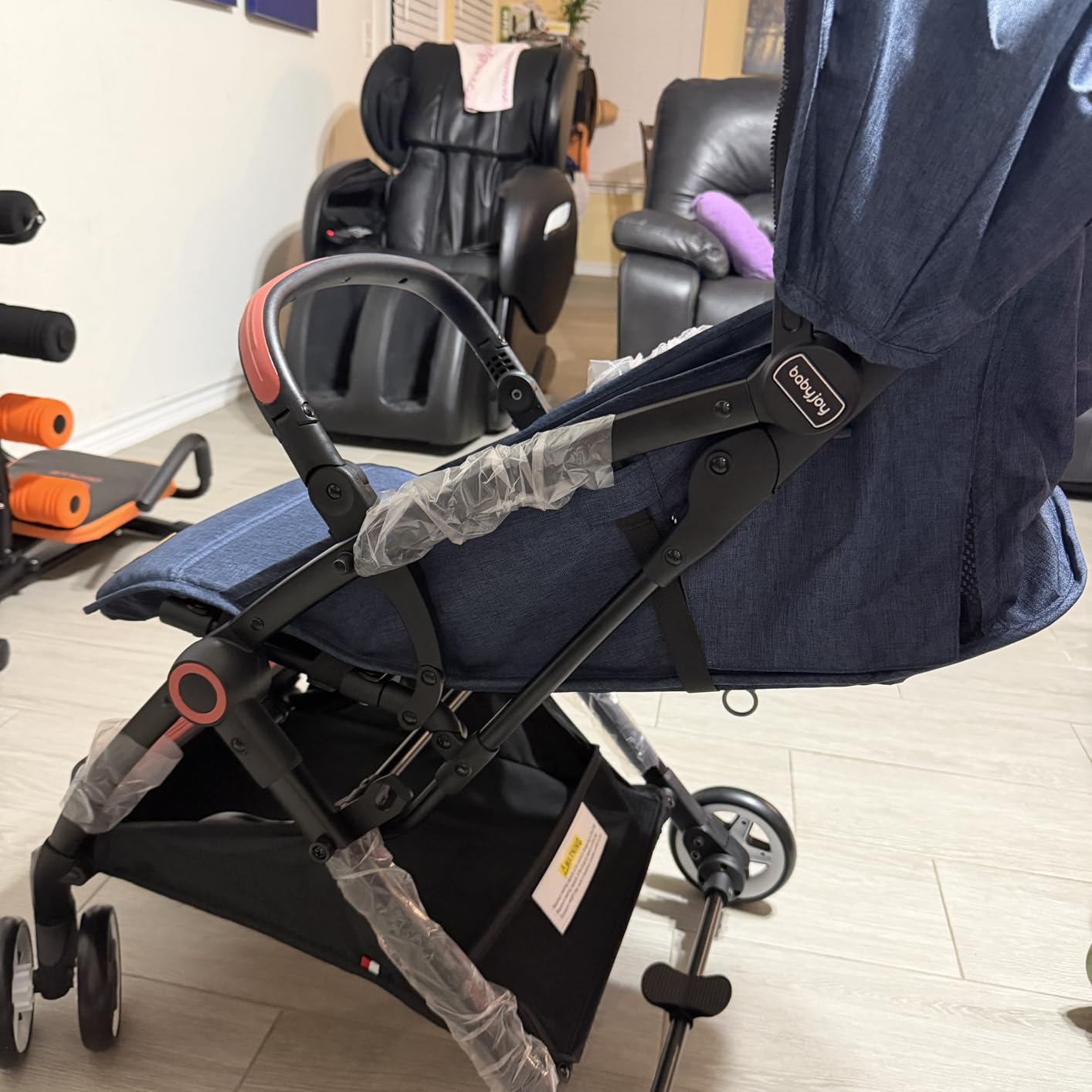 HONEY JOY Travel Stroller, One-Hand Quick Fold Lightweight Umbrella Stroller for Airplane, Wrist Wrap & Net, Multi-Position Recline, Overhead Friendly Compact Stroller for Newborn and Toddler(Gray) customer photo 1