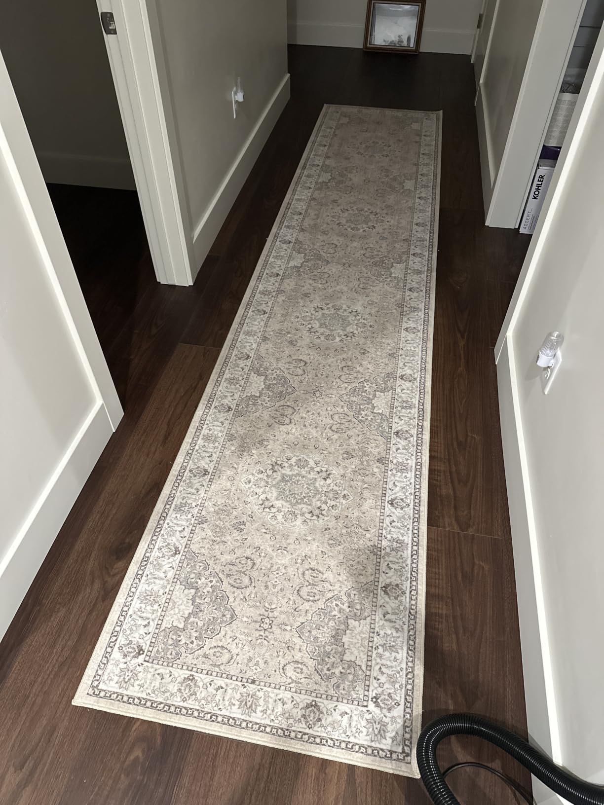 Hallway Washable Runner Rug - 2x10 Kitchen Rugs Entryway Rug Runner Vintage Soft Floor Mat Non Slip Indoor Farmhouse Carpet for Bathroom Living Room Bedroom (2 X 10, Beige) customer photo 1