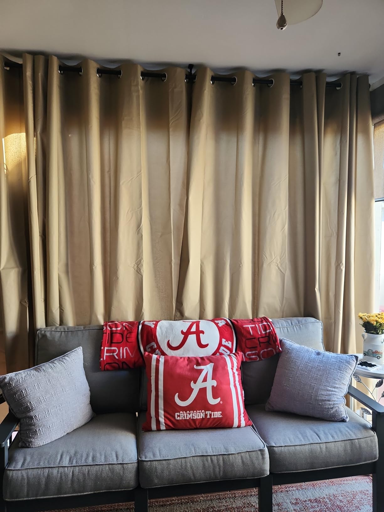 Easy-Going 100% Waterproof Outdoor Curtains 54x84 inch, Dark Grey | Windproof Weatherproof Premium Thick Outdoor Privacy Grommet Top Panels for Patio, Gazebo and Pergola, 2 Panels customer photo 1