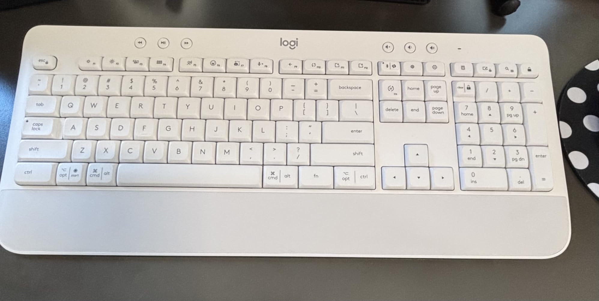 Logitech Signature K650 Comfort Full-Size Wireless Keyboard - Graphite | Full-size with wrist rest, BLE Bluetooth or Logi Bolt USB receiver, deep-cushioned keys, numpad, PC and Mac compatible customer photo 1