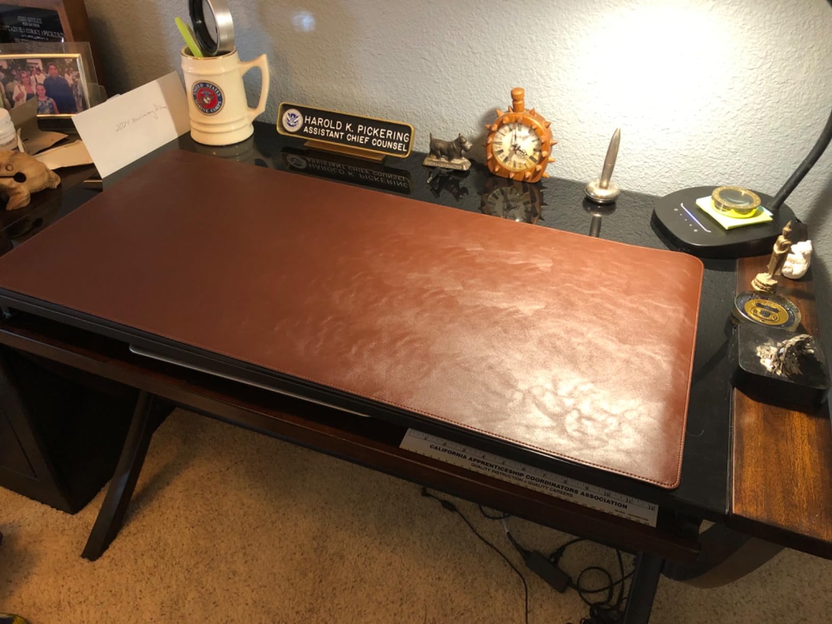 Cossini XL Desk Pad - Large Vegan Leather Desk Mat (17 x 36) - Buttery Smooth Writing, Damage Blocking, Non-Slip, Waterproof - Home Office Computer Desk Protector Blotter Laptop Keyboard Mouse Pad customer photo 2