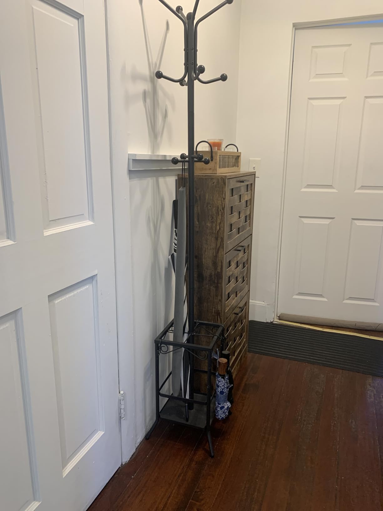 Hoctieon Coat Rack Freestanding, Coat Tree with Umbrella Holder, Metal Coat Rack Stand with 12 Hooks, Standing Coat Hanger Stand, Umbrella Stand for Entryway, Hat Rack Stand for Home Office, Black customer photo 2