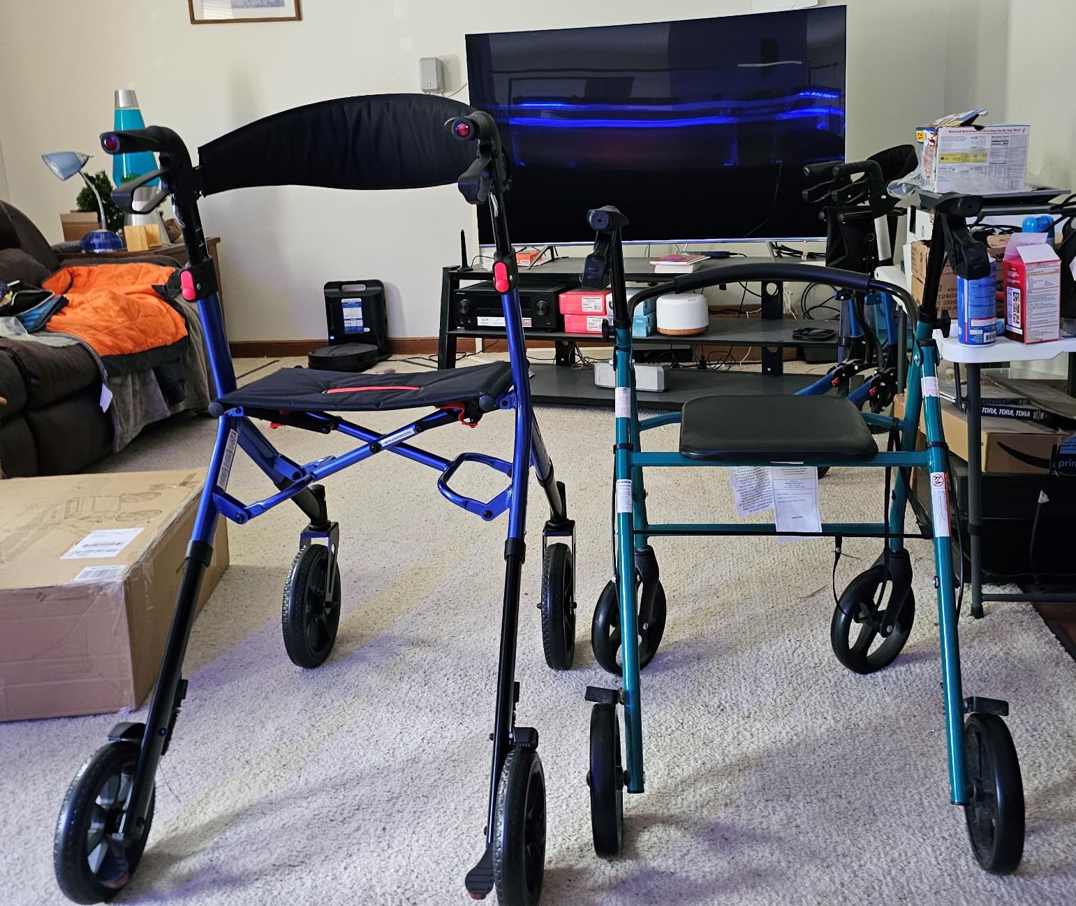 WALK MATE Rollator Walker for Seniors with Seat for 5.3~7ft Tall | Height-Adjustable Seat, Built-in Cable, 10 Inch Wheels, 16.5 lb Lightweight & Compact Folding Design, 300 lb Capacity, Blue customer photo 1