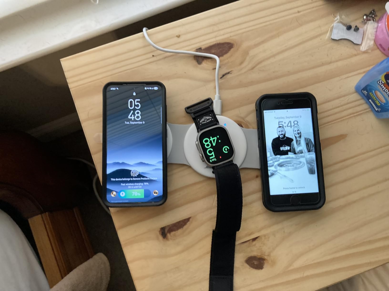 HICOBER 3-in-1 Wireless Charging Station for iPhone, Watch, AirPods, Black | One foldable station replaces multiple chargers for a cleaner nightstand, desk or travel setup customer photo 1