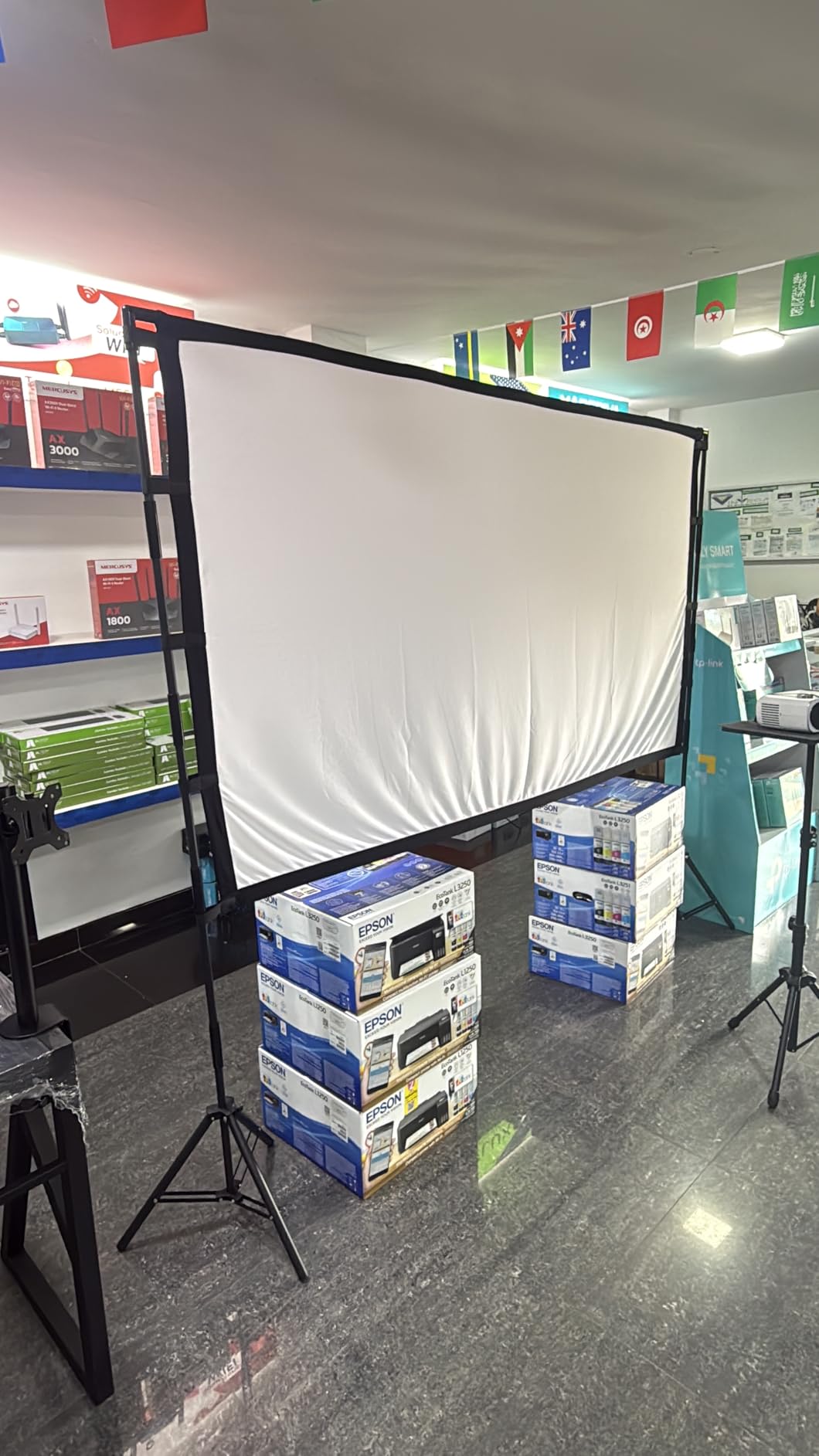 TOWOND Projector Screen with Stand, 100 inch Outdoor Projector Screen Portable Indoor Projection Screen 16:9 4K Rear Front Movie Screen with Carry Bag for Home Backyard Theater 100 inch customer photo 2
