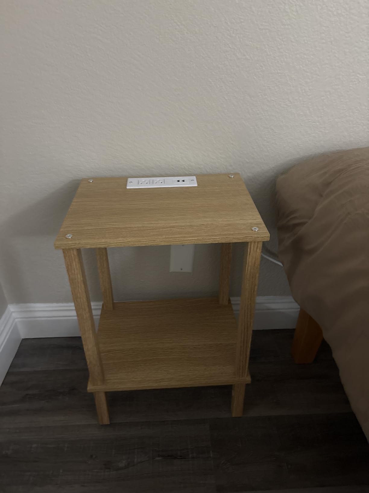 TUTOTAK End Table with Charging Station, Side Table, Nightstand | Easy to Assemble, Sofa Table with USB Port, 2-Tier Storage Shelf for Small Space Livingroom Bedroom Brown & Black TB01BB040 customer photo 2