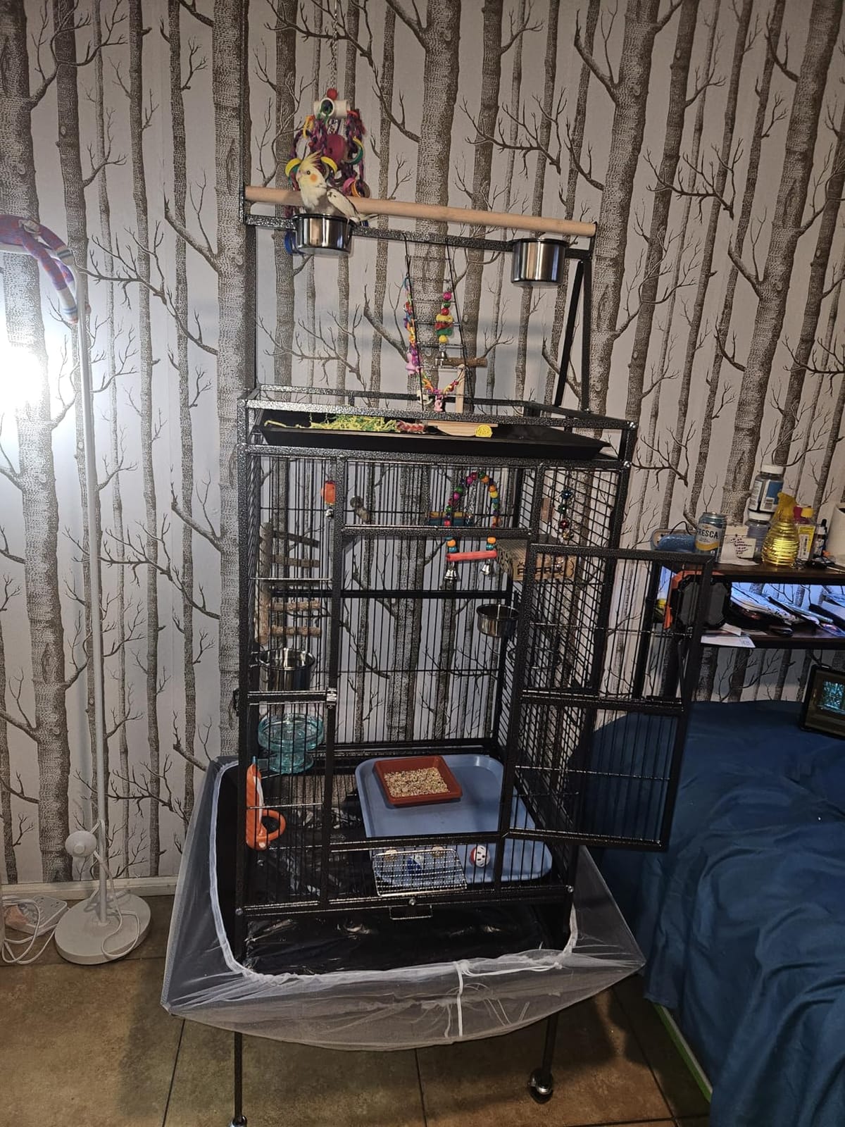 82 Inch Bird Cage, BOINN Bird Flight Cages with Rolling Stand & Bottom Tray, Wrought Iron Parrot Cage with PlayTop for Parakeet, Lovebirds, Ringneck, Cockatiels customer photo 2